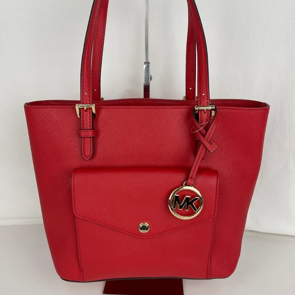Michael Kors Handbags - New Michael Kors Medium Red Jet Set Pocket Tote